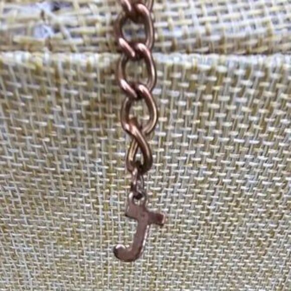 Copper Tone Chain & Bead Necklace with Natural Tiger's Eye Stone Pendant 30"L - Picture 6 of 6